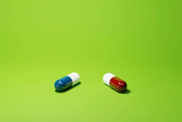 Pillole Capsule Blu Rosso Concetto Fare Una Scelta Scegliere Proprio — Foto Stock