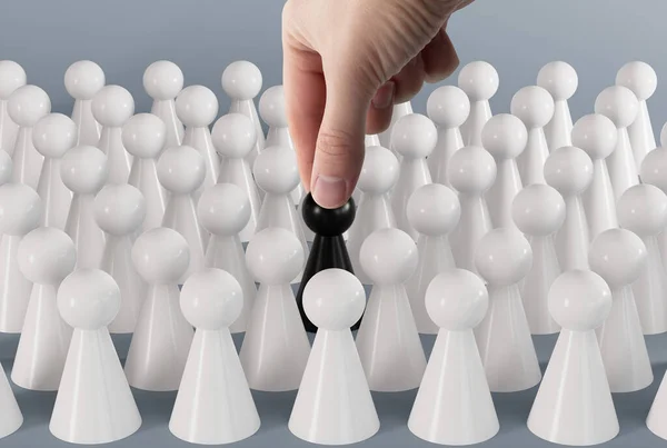White Pawns One Black Pawn Diversity Racism Discrimination Issues Concept — Stock Photo, Image