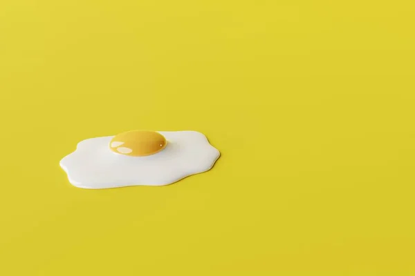 黄色の背景に目玉焼き 卵揚げ 調理の概念 3Dレンダリング — ストック写真