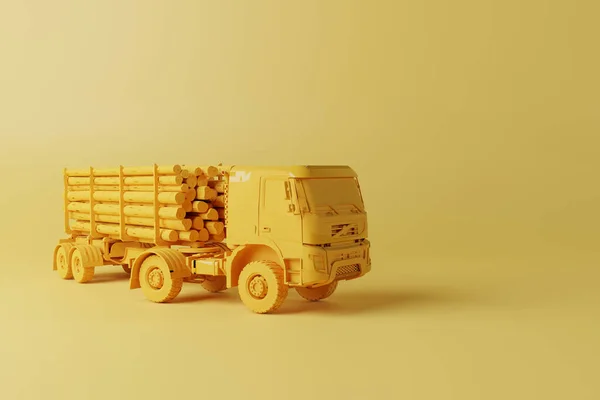 Een Vrachtwagen Die Hout Vervoert Een Solide Achtergrond Het Concept — Stockfoto
