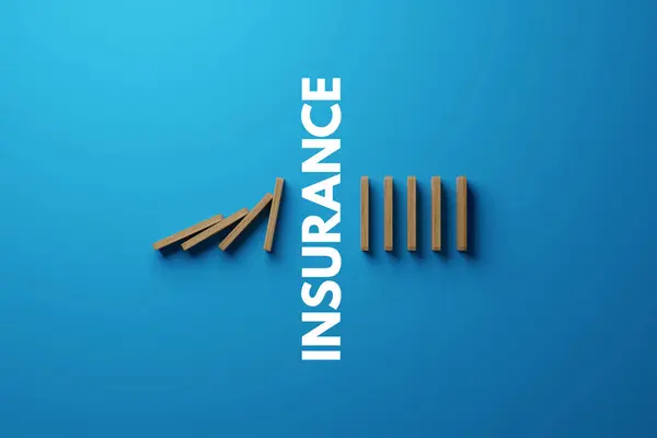 Falling Dominoes Interrupted Inscription Insurance Concept Insurance Safety People Personal — Fotografia de Stock