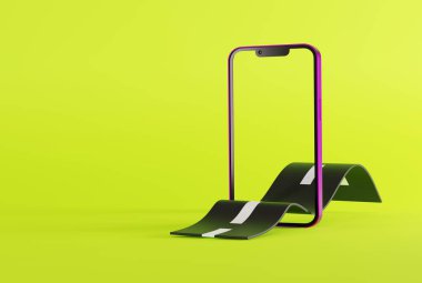 Way out by phone. Business and transportation concept. Combination of technology and transport and logistics. 3D render, 3D illustration.