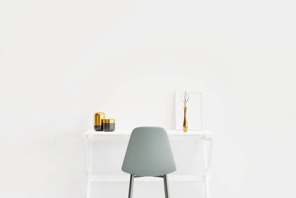 Bright Desk Ornaments Chair Minimalist Concept Modern Nice Office Work Foto Stock