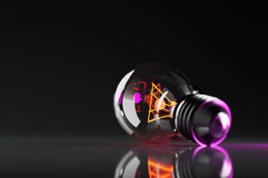 Light bulb over a dark background. The concept of electricity, light, dealing with the dark. Idea and concept. 3d render, 3d illustration