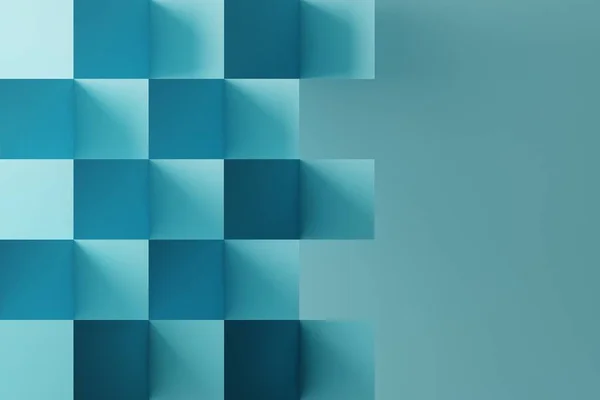 Abstract pattern from blue squares on a blue background. The concept of using textures, mockup. 3d rendering, 3d illustration.