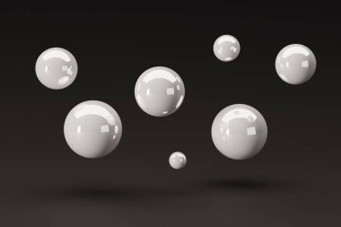 Abstract reflecting spheres on a pastel background. Concept of abstract and modern background, design. 3d render, illustration.