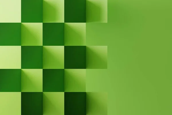Abstract pattern from green squares on a green background. The concept of using textures, mockup. 3d rendering, 3d illustration.