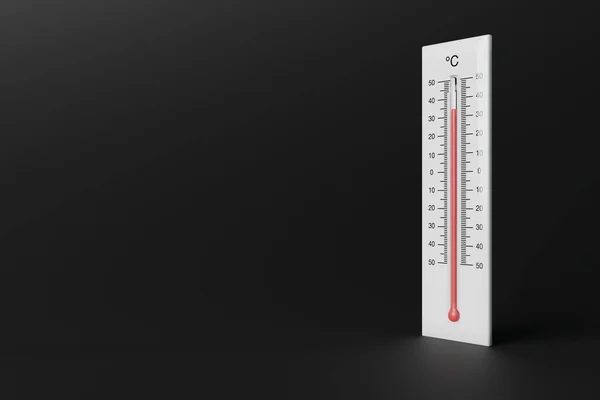 Thermometer showing very high temperature, hot. The concept of hot weather, summer, climate warming. 3D render, 3D illustration.
