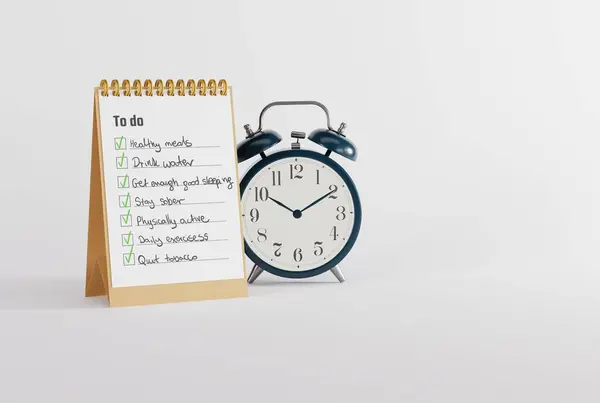 List Clock Concept Planning Activities New Year New Season Planning — Stockfoto