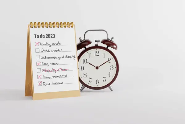 List Clock Concept Planning Activities New Year New Season Planning — Fotografia de Stock