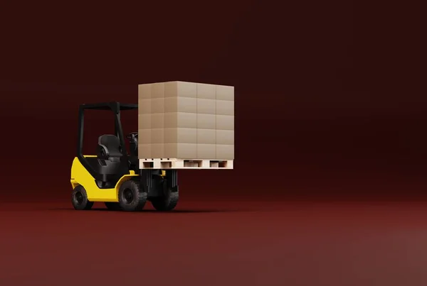 Forklift Pallet Cardboard Boxes Concept Transport Work Couriers Logistics Companies — Stok fotoğraf
