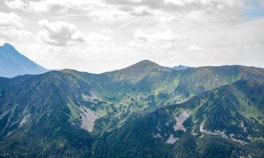Tatra Dağları manzarası çok güzel. Yukarıdan dağların manzarası. Yüksek dağ manzarası.
