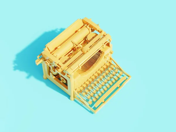 轻背景的复古打字机 业务概念 记笔记 办公室工作 3D渲染 3D插图 — 图库照片