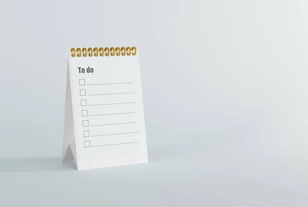 To do list. The concept of planning activities for the new year, new season. Planning your life and jotting them down on notes. 3D render, 3D illustration.