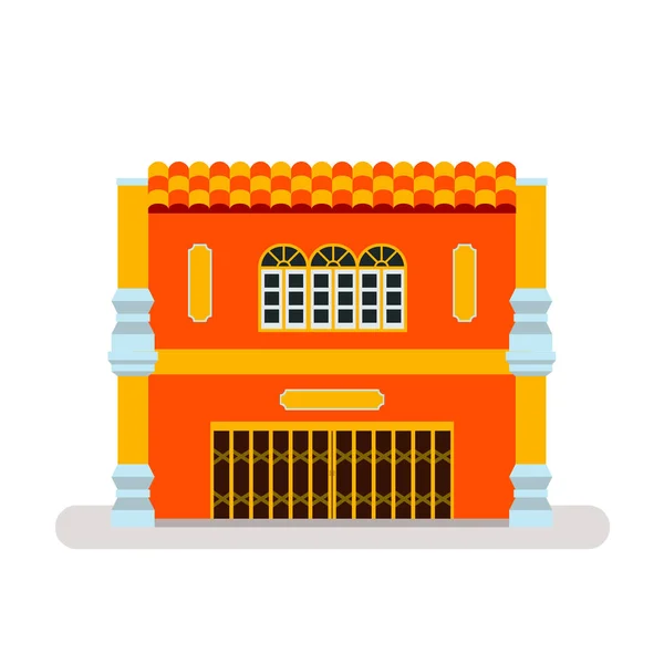 Vintage Coloré Thaïlande Shophouse Classic Bâtiment Isolé Background Vector Illustration — Image vectorielle