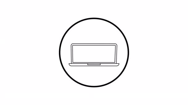 Laptop Otworzyć Przeszukiwać Pomocą Ikony Przeglądarki Internetowej Symbol Technologii Kanału — Wideo stockowe