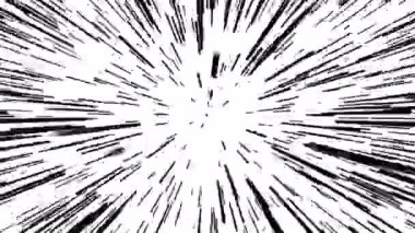 Hiper hızda uzay yolculuğu. Çizgiler hızla ilerliyor. Uzay sıçrama etkisi. Çizgi roman hiper sıçrama hızı çizgileri yıldız alanı