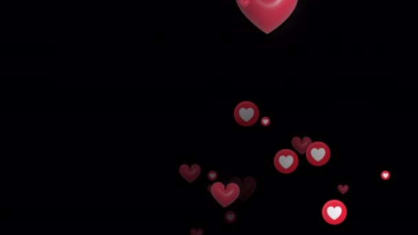 孤立した背景を持つハートアイコン要素を愛します 空気中を赤いハートが流れています 美しいバレンタインデーのシンボル — ストック動画
