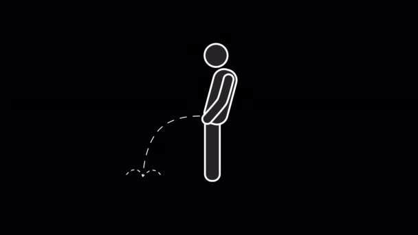 Mann Pinkelt Signal Toilette Für Mann Animiert Mit Alphakanal Symbolkonzept — Stockvideo