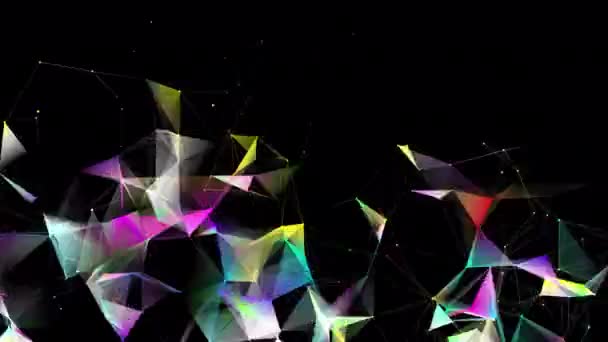 彩色丛运动背景 抽象技术多边形动态数字 三角形部分的几何形状 通道的4K — 图库视频影像