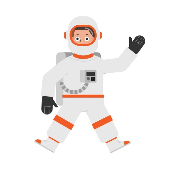 Astronaut Fliegen Cartoon Isoliert Weißen Background Man Astronautenanzug Illustration Flaches — Stockvektor