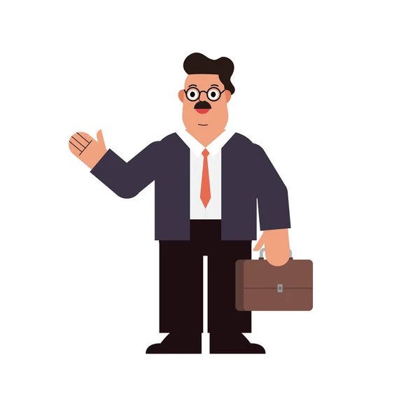 Businessman Holding Brown Bag Cartoon Vector Illustration Adult Occupation Character — Stock Vector