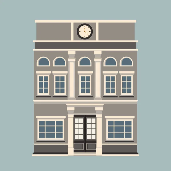 Klasyczny Budynek Płaski Styl Vintage Residential House Fasada Biura Izolowane — Wektor stockowy