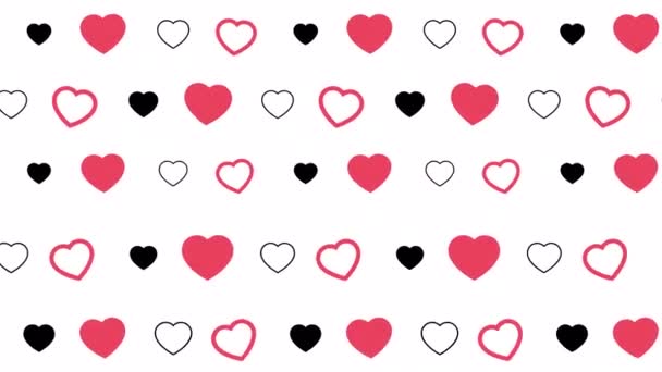 Alla Hjärtans Dag Bakgrund Love Hearts Ikoner Sömlösa Mönster Loop — Stockvideo