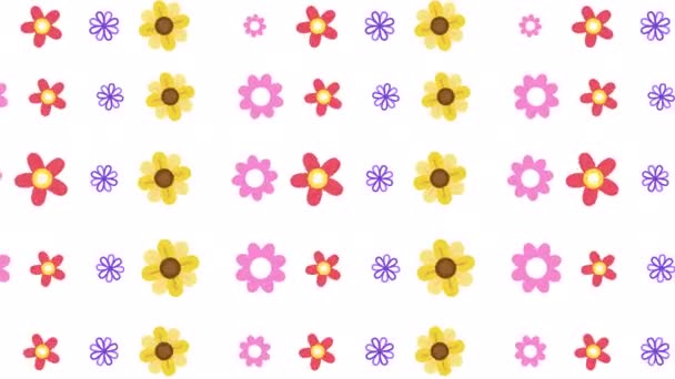 Belo Padrão Flor Looped Animação Com Canal Alfa Primavera Bonito — Vídeo de Stock
