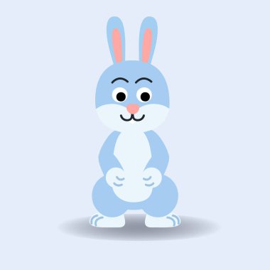 Mavi tavşan çizgi filmi. Alfabe hayvan konsepti.