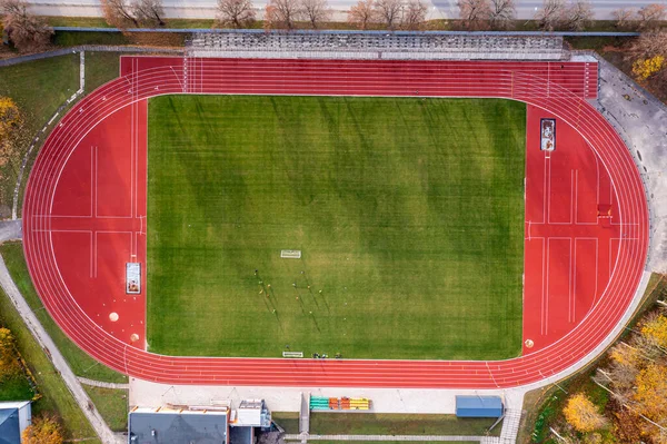 Vista Cima Para Estádio Perto Escola Secundária Dobele Letónia — Fotografia de Stock
