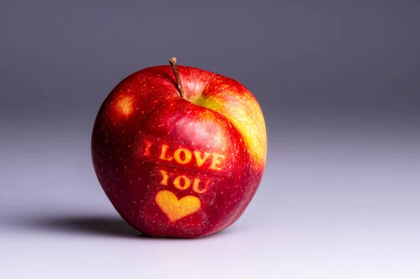 I love You apple with heart. Valentines days gift.