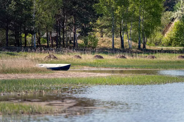 stock image A fishing boat on the shore of the Baltic Sea, Latvia