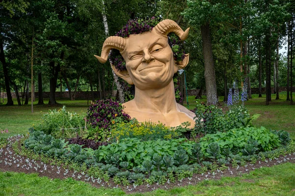立陶宛Pakruojis 2023年7月1日 在Pakruojis庄园举行花节 庄园公园内的雕塑和花卉装置 — 图库照片