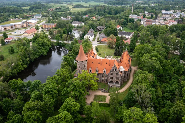 Cesvaine Μεσαιωνικό Κάστρο Στη Λετονία Από Ψηλά Κορυφαία Θέα Ένα — Φωτογραφία Αρχείου