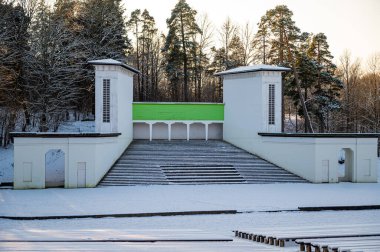 Durbes open-air stage on a sunny winter day, Tukums, Latvia