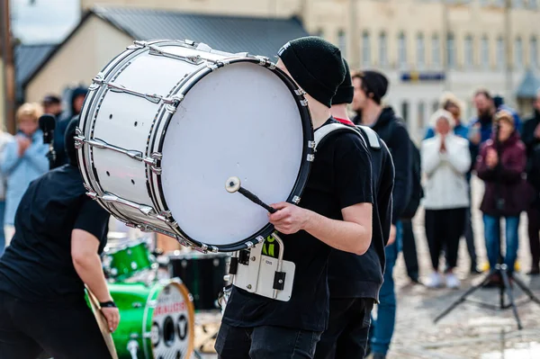 Dobele Latvia May 2022 Drumline Performance Summit Small Drummers Historic — Stockfoto