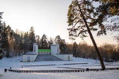 Durbes open-air stage on a sunny winter day, Tukums, Latvia