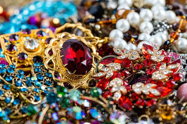 jewelry and costume jewelry from various stones, minerals and precious stones, extreme close-up