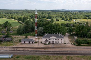 Biksti, Latvia  - June 15, 2023: Biksti railroad station on the Jelgava  Liepaja line,  Biksti parish, Dobele Municipality clipart