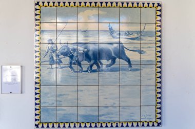 Lisbon, Portugal - September 8, 2024 : Ancient ceramic tile, museum Azulejo clipart