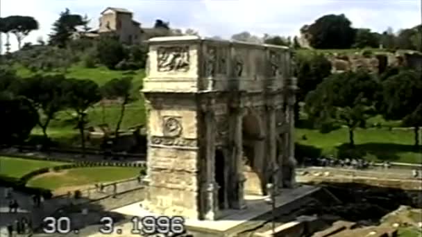 Roma Talya 1996 Roma Daki Kolezyum Farklı Açılardan Görülüyor Vhs — Stok video