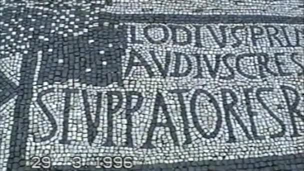 1996 Antik Romersk Mosaik Historiska Fynd Filmade Vhs Inne Antikens — Stockvideo