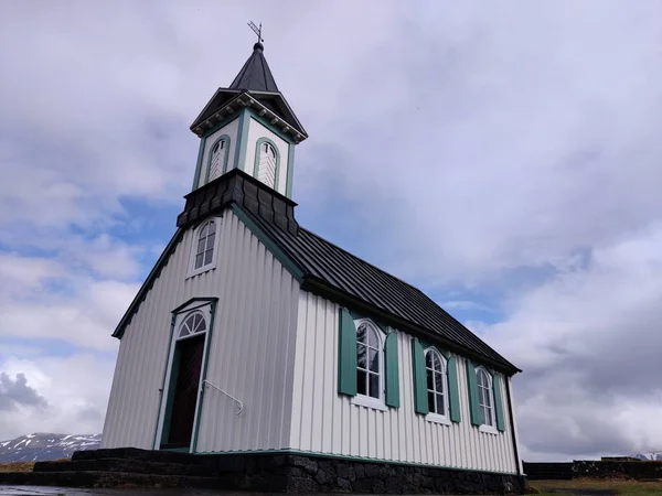 stock image The tiny historical ingvellir (Thingvellir) church on Iceland