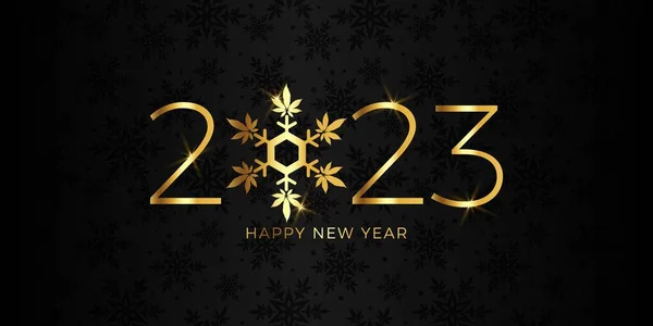 新年快乐2023大麻雪片 — 图库矢量图片