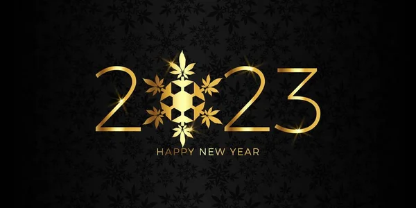 新年快乐2023大麻雪片 — 图库矢量图片