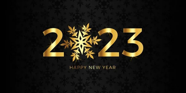 Šťastný Nový Rok 2023 Marihuana Sněhová Vločka — Stockový vektor
