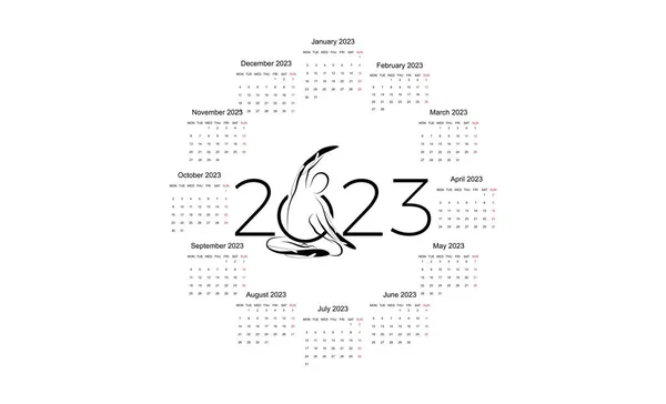 Calendario Pilates Para 2023 — Vector de stock