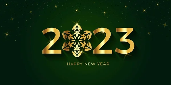Gelukkig Nieuwjaar 2023 Marihuana Sneeuwvlok — Stockvector