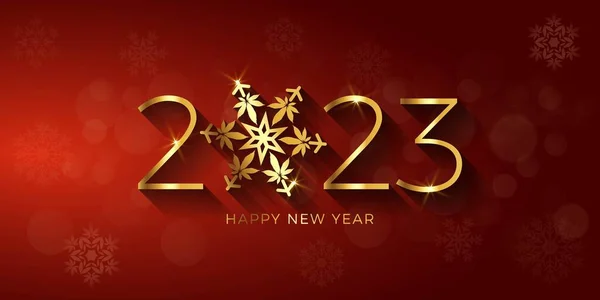 Feliz Ano Novo 2023 Floco Neve Maconha — Vetor de Stock